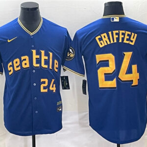 Men Seattle Mariners #24 Ken Griffey Jr. Royal 2023 City Connect Cool Base With Patch Stitched Baseball Jersey