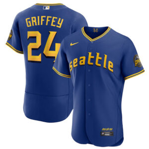 Men Seattle Mariners #24 Ken Griffey Jr. Royal 2023 City Connect Flex Base Stitched Jersey