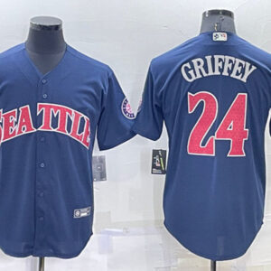 Men Seattle Mariners #24 Ken Griffey Navy Cool Base Stitched jersey