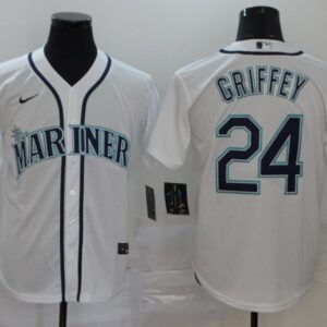 Men Seattle Mariners #24 Ken Griffey White Cool Base Stitched MLB Jersey