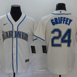 Men Seattle Mariners #24 Ken Griffey White Cool Base Stitched MLB Jersey