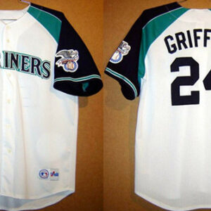 Men Seattle Mariners #24 Ken Griffey White Stitched Jersey