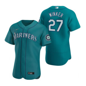 Men Seattle Mariners #27 Jesse Winker Aqua Flex Base Stitched Jersey