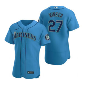 Men Seattle Mariners #27 Jesse Winker Royal Flex Base Stitched Jersey