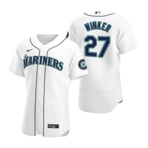 Men Seattle Mariners #27 Jesse Winker White Flex Base Stitched Jersey