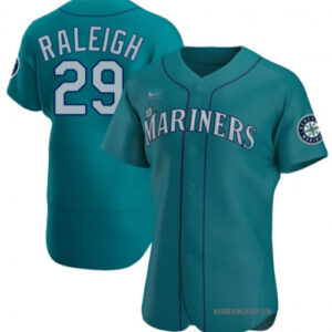 Men Seattle Mariners #29 Cal Raleigh Aqua Flex Base Stitched Jersey