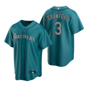 Men Seattle Mariners #3 J.P. Crawford Aqua Cool Base Stitched jersey