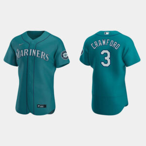 Men Seattle Mariners #3 J.P. Crawford Aqua Flex Base Stitched Jersey