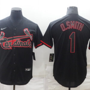 Men St. Louis Cardinals #1 Ozzie Smith Black shadow Cool Base Stitched Jersey