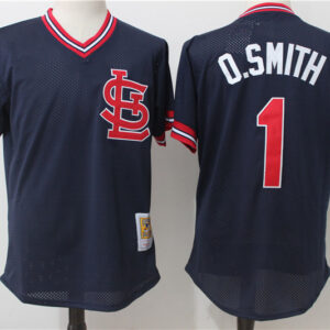 Men St. Louis Cardinals #1 Ozzie Smith Mitchell & Ness Navy 1994 Cooperstown Collection Mesh Batting Practice Stitched MLB Jersey