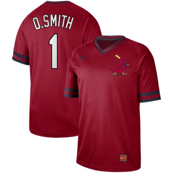 Men St. Louis Cardinals #1 Ozzie Smith Red Cooperstown Collection Legend Stitched MLB Jersey