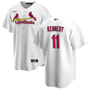 Men St. Louis Cardinals #11 Buddy Kennedy White Cool Base Stitched Jersey