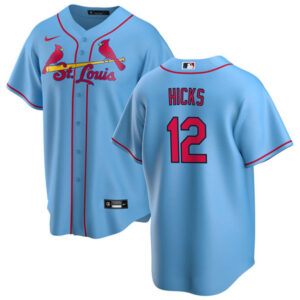 Men St. Louis Cardinals #12 Jordan Hicks Blue Cool Base Stitched Jersey