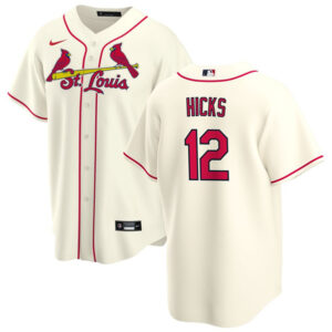 Men St. Louis Cardinals #12 Jordan Hicks Cream Cool Base Stitched Jersey