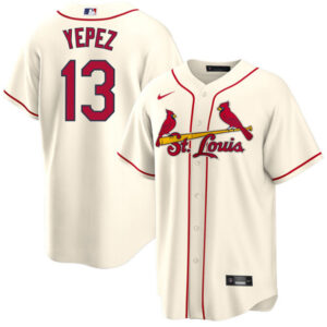 Men St. Louis Cardinals #13 Juan Yepez Cream Cool Base Stitched Jersey