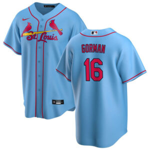 Men St. Louis Cardinals #16 Nolan Gorman Blue Cool Base Stitched Jersey