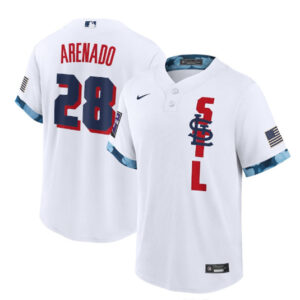 Men St. Louis Cardinals #28 Nolan Arenado 2021 White All-Star Cool Base Stitched MLB Jersey