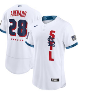 Men St. Louis Cardinals #28 Nolan Arenado 2021 White All-Star Flex Base Stitched MLB Jersey