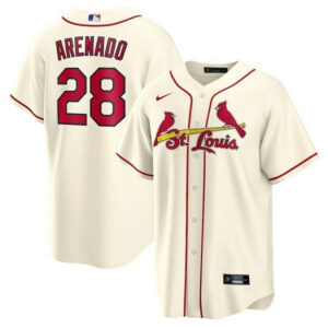 Men St. Louis Cardinals #28 Nolan Arenado Cream Cool Base Stitched MLB Jersey