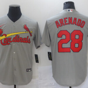 Men St. Louis Cardinals #28 Nolan Arenado Grey Cool Base Stitched MLB Jersey