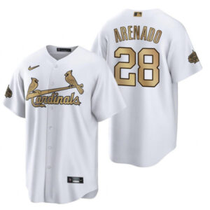 Men St. Louis Cardinals #28 Nolan Arenado White 2022 All-Star Cool Base Stitched Baseball Jersey