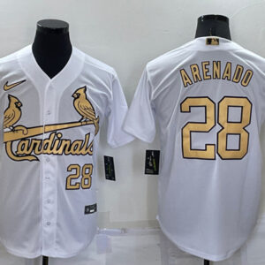 Men St. Louis Cardinals #28 Nolan Arenado White 2022 All-Star Cool Base Stitched Baseball Jersey