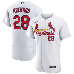 Men St. Louis Cardinals #28 Nolan Arenado White Flex Base Stitched Jersey