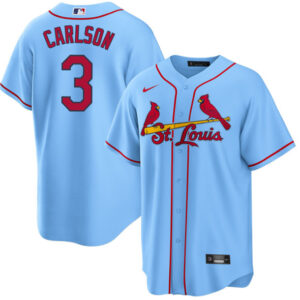 Men St. Louis Cardinals #3 Dylan Carlson Blue Cool Base Stitched Jersey