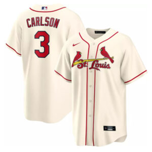 Men St. Louis Cardinals #3 Dylan Carlson Cream Cool Base Stitched Jersey