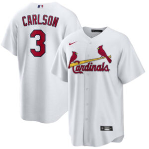 Men St. Louis Cardinals #3 Dylan Carlson White Cool Base Stitched Jersey