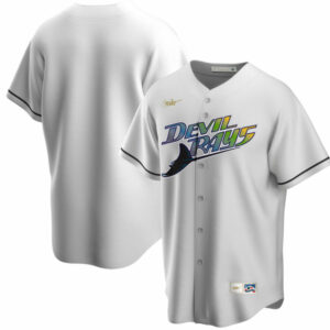 Men Tampa Bay Devil Tampa Bay Rays White Cooperstown Jersey