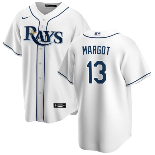 Men Tampa Bay Rays #13 Manuel Margot White Cool Base Stitched Baseball Jersey