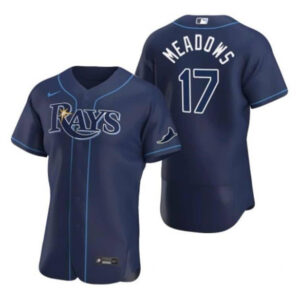 Men Tampa Bay Rays #17 Austin Meadows Navy Flex Base Stitched Jersey