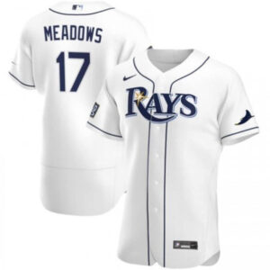 Men Tampa Bay Rays #17 Austin Meadows White Flex Base Stitched Jersey