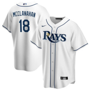 Men Tampa Bay Rays #18 Shane McClanahan White Cool Base Stitched Baseball Jersey