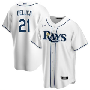 Men Tampa Bay Rays #21 Jonny DeLuca White Cool Base Stitched Baseball Jersey