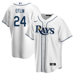 Men Tampa Bay Rays #24 Zach Eflin White Cool Base Stitched Baseball Jersey