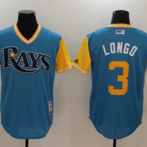 Men Tampa Bay Rays #3 Evan Longoria "Longo" Majestic Royal/Light Yellow 2018 Players' Weekend Team Stitched MLB Jersey