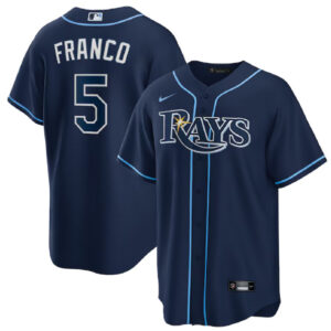 Men Tampa Bay Rays #5 Wander Franco Navy Cool Base Stitched Baseball Jersey