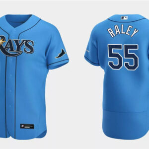 Men Tampa Bay Rays #55 Luke Raley Light Blue Flex Base Stitched Jersey