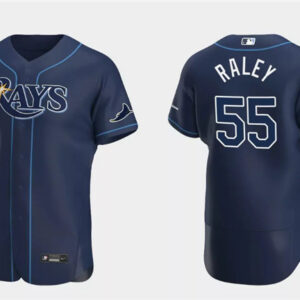 Men Tampa Bay Rays #55 Luke Raley Navy Flex Base Stitched Jersey