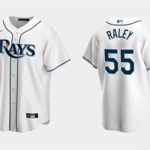 Men Tampa Bay Rays #55 Luke Raley White Cool Base Stitched Baseball Jersey