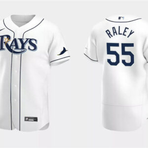 Men Tampa Bay Rays #55 Luke Raley White Flex Base Stitched Jersey