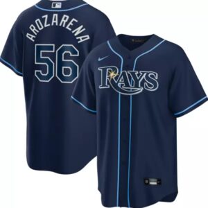 Men Tampa Bay Rays #56 Randy Arozarena Navy Cool Base Stitched Baseball Jersey