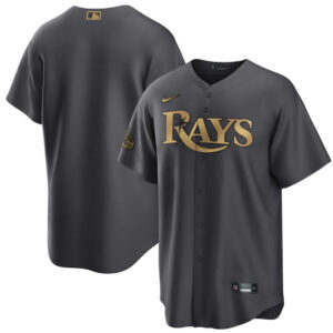 Men Tampa Bay Rays Blank Charcoal 2022 All-Star Cool Base Stitched Baseball Jersey