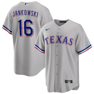 Men Texas Rangers #16 Travis Jankowski Gray Cool Base Stitched Baseball Jersey