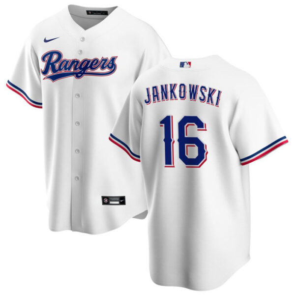 Men Texas Rangers #16 Travis Jankowski White Cool Base Stitched Baseball Jersey