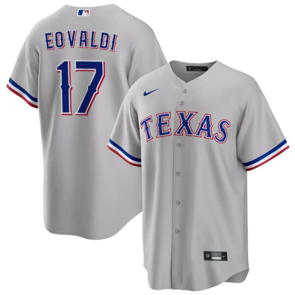 Men Texas Rangers #17 Nathan Eovaldi Gray Cool Base Stitched Baseball Jersey