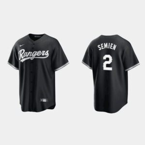 Men Texas Rangers #2 Marcus Semien Black Cool Base Stitched Baseball Jersey