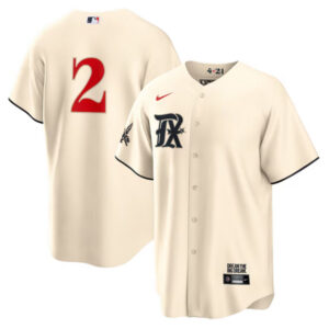 Men Texas Rangers #2 Marcus Semien Cream 2023 City Connect Cool Base Stitched Baseball Jersey